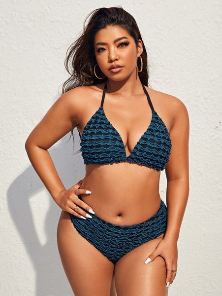 

plus lettuce trim bikini swimsuit d1uu#, Black