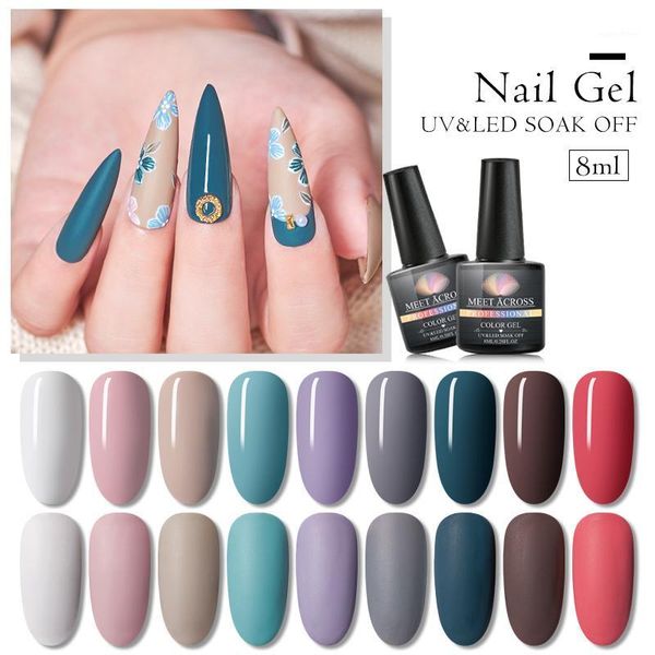 

across 8ml gel nail polish pure color semi permanent uv led varnish coat soak off art lacquer manicure1, Red;pink