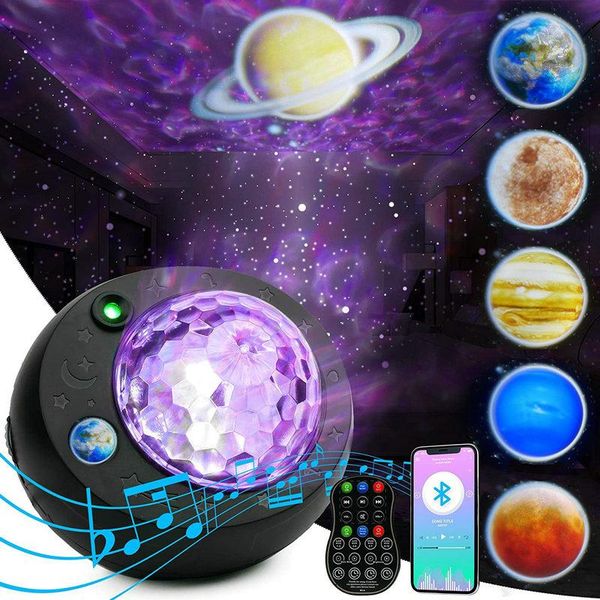 

night lights led star galaxy projector ocean wave light blueteeth music player room decor rotate starry sky for kids gift