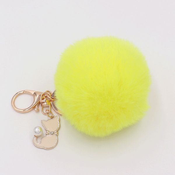 

kimter faux fur pompom balls key rings for girls women soft and colorful plush fluffy keychains jewelry cute bag pendant accessory p23fa, Silver