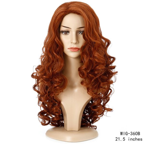 21 дюймов глубокая волна синтетического парика симуляции человеческих волос парики черного коричневого цвета Perruques de Cheveux Hugsianes WIG-360