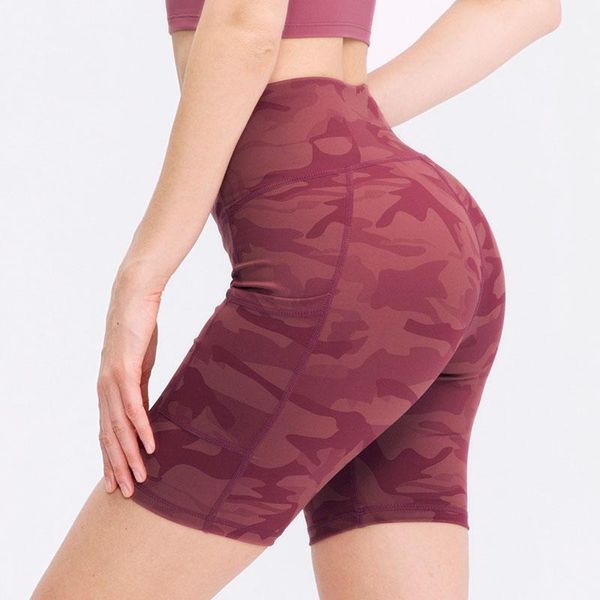 

yoga outfit high waist women cycling shorts sport seamless with pocket legging workout gym hip fitness casual short pants