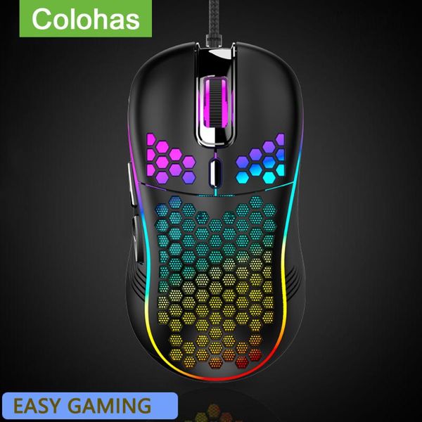 

gaming mouse rgb backlit honeycomb shell ergonomic mice with soft rope cable for computer pc gamer office magic mause