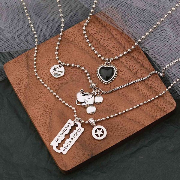 

hip hop love smile necklace light xury niche accessories fashion bear pendant sweater chain girl, Silver