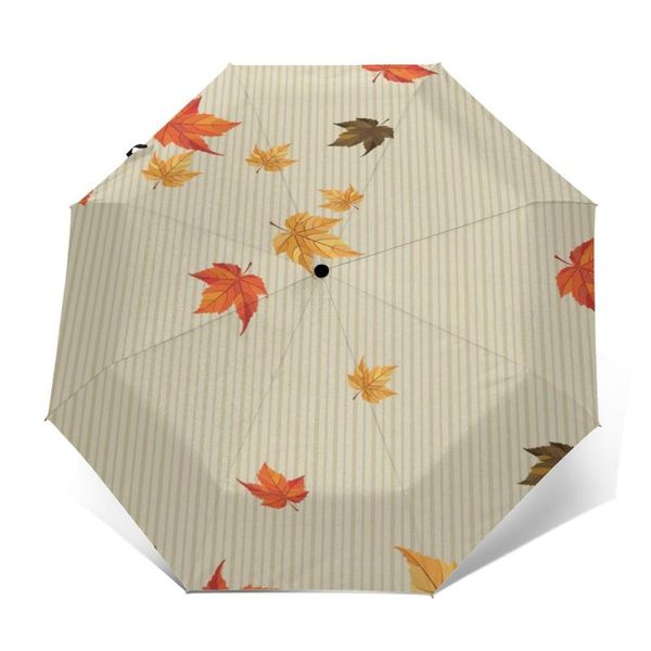 

umbrellas automatic umbrella autumn leaves three-fold women men rain
