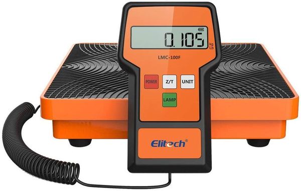 

bathroom & kitchen scales elitech lmc-100f digital electronic refrigerant charging recovery scale for hvac wired remote portable case 110lbs
