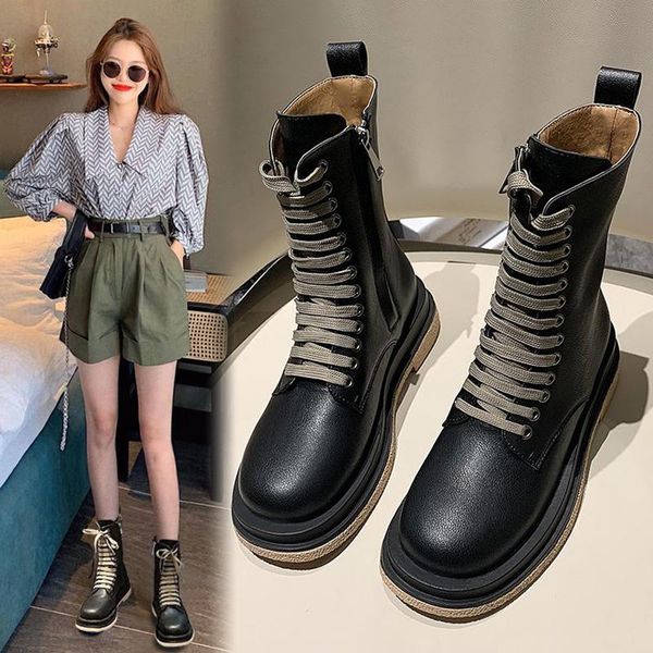 

boots 2021 luxury thicken warm women chunky winter zipper platform heel thick brand designer botas mujer, Black