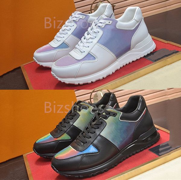 

run away sneaker calf leather rainbow luxury shoe classic runner shoes hand-finished technical rubber casual sneakers, Black