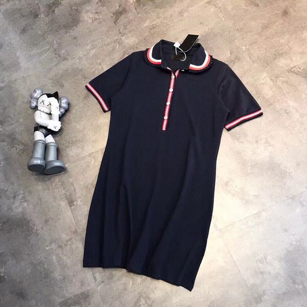 

2021 xiajing imperial concubine long polo women's loose stand collar dress with button jacquard running edge on the chest, White