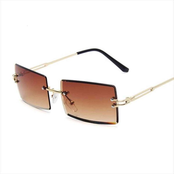 

vintage brown square sunglasses women brand small rectangle sun glasses female gradient mirror rimless oculos de sol, White;black