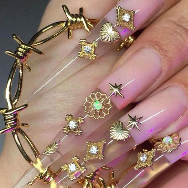 

false nails nail art show salon 120pcs extended fake transparent natural exercise color long patch / q7j5, Red;gold
