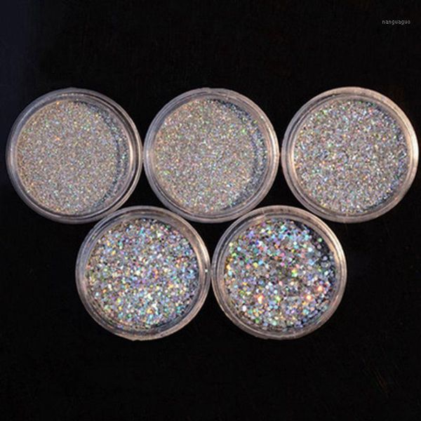 

1 bottle mini hexagon shape laser shining nail art glitter diy sparkly paillette tips manicure sequins1, Silver;gold