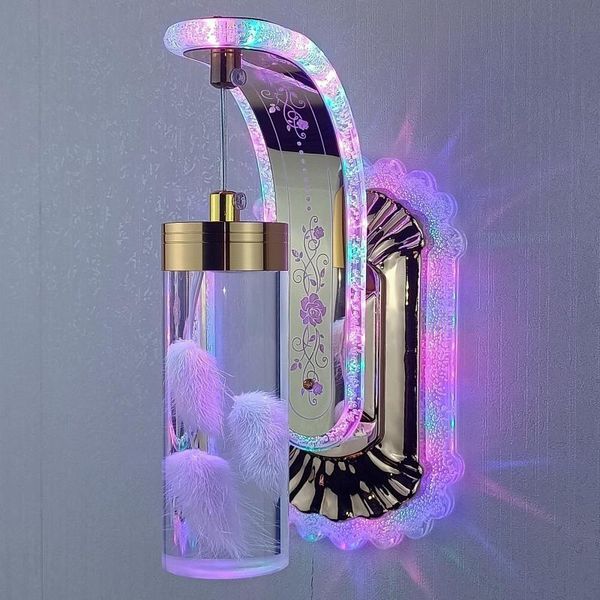 

bedside bedroom wall lampel staircase luxury bathroom mirror light flower crystal decoration three color led lamp
