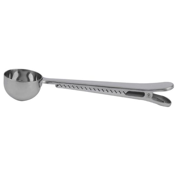 

spoons coffee scoop clip tablespoon stainless steel scooper spoon with sealing bag for protein powder kitchen tool