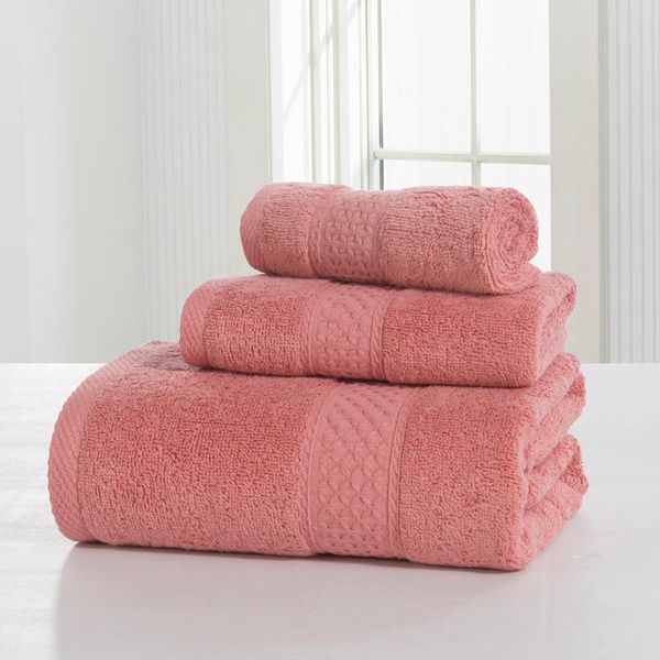 

towel qi jie 3-pieces solid color cotton set bath for adults face towels hand toallas 360gsm