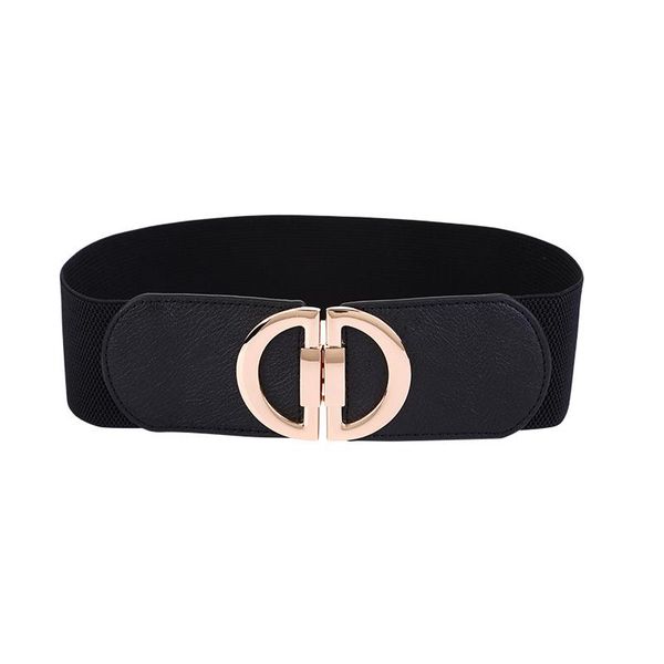 

belts women's belt fashion metal buckle wide black elastic cummerbunds strap ladies dress decorative waistband clothes accessory, Black;brown