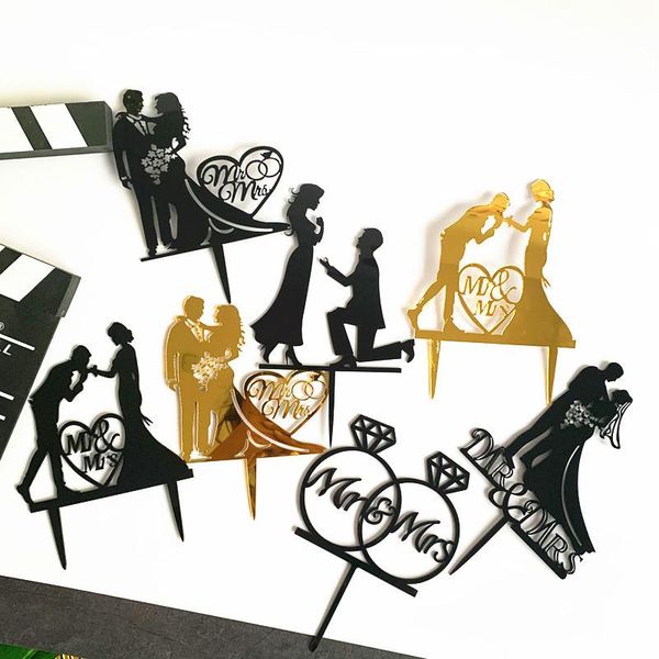 

other event & party supplies tanabata valentine's day cake ers silhouettes love wedding proposal acrylic gold dessert card dress up bak
