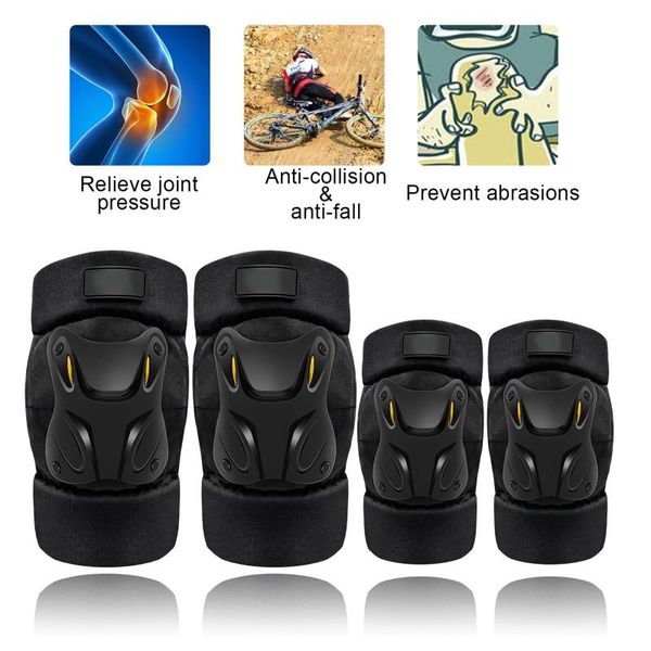 

set skateboard ice roller skating protective gear elbow pads wrist guard cycling riding knee protector for kids men women &, Black;gray