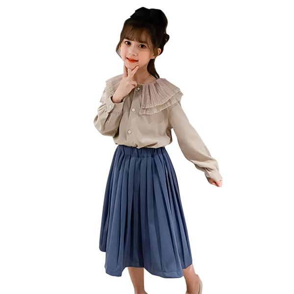 

children clothes blouse + skirt children's for girls casual style kids spring autumn 210528, White