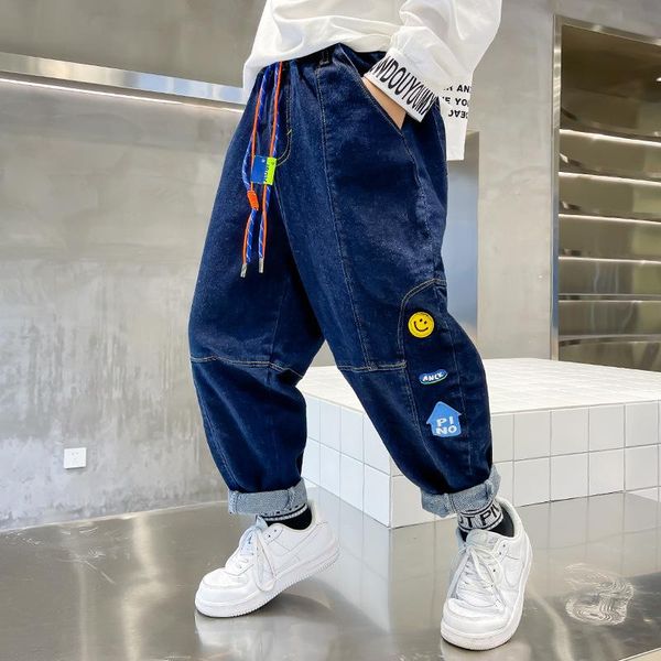 

jeans boys loose 8 10 years fall winter kids long denim pants, Blue