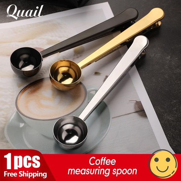 

spoons quail stainless steel coffee measuring spoon with sealed clip kitchen baking scale flavoring milk powder