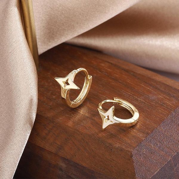 

hoop & huggie zhouyang star shaped woman earring 2021 trend jewelry gold color ear accessories female fashion jewellry kce027, Golden;silver