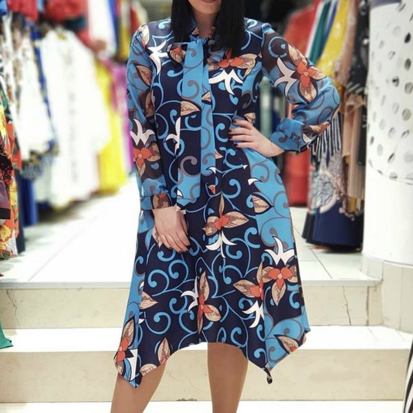 

dress loose printed women dressed in raggedy long sleeve office length elegant fashion feminine retro african summer ladies 5vz0, Black;gray