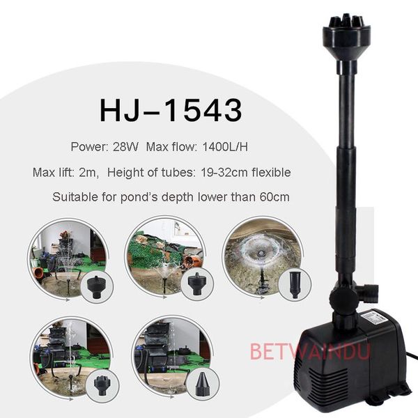 

aquarium water pump for garden pond fountain 1400l/h 2m lift max adjustable eu plug air pumps & accessories