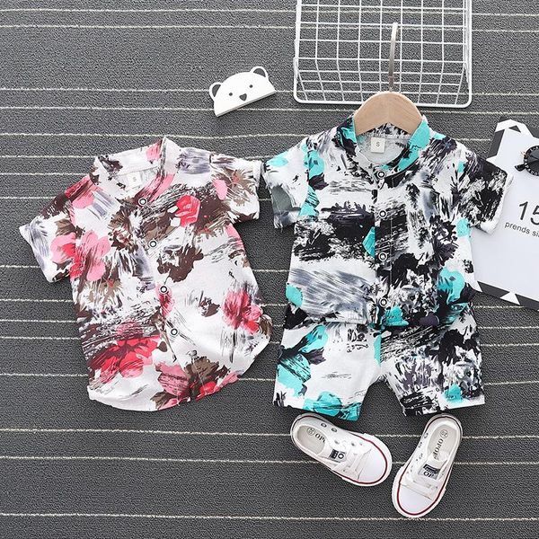 

clothing sets baby boys splash ink painting style printed clothes set summer toddler girls fashion shirt+shorts kids holiday beach outfits, White
