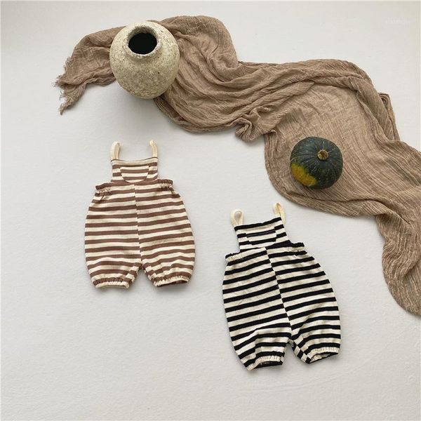 

infant baby clothes korean version romper fashion overalls kids cute stripe pants girls boys sleeveless casual jumpsuit summer jumpsuits, Blue