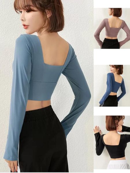 

sports t-shirts yoga vest long sleeves women gym chest pad gather quick dry breathable fitness elastic running sportswear clothing, White;black