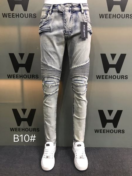 

men's and women's casual hip-hop jeans currently designer luxury pants b10-11, Blue