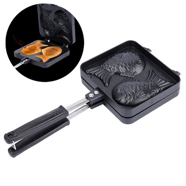

baking moulds fish shape bakeware waffle pan maker double non-stick stainless steel diy cake tools
