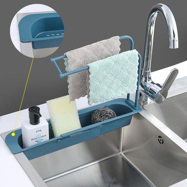 

kitchen storage & organization sink shelf soap sponge drain rack basket bag faucet holder adjustable bathroom accessorie