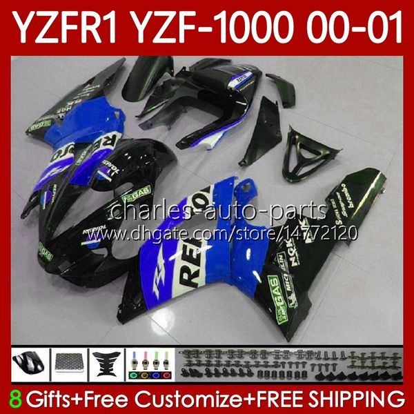 Kit bodywork per Yamaha YZF-1000 YZF-R1 YZF1000 YZFR1 00 01 02 03 Body Blue Repsol 83No.177 YZF R1 1000CC 2000-2003 YZF 1000 cc R 1 2000 2001 2002 2003 Carenatura moto