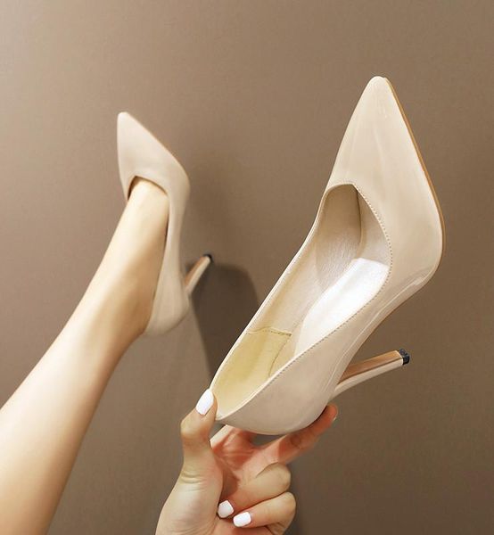 

dress shoes thin high heels stiletto pumps for women ladies pointed toe red woman female big plus size 43 party bride, Black