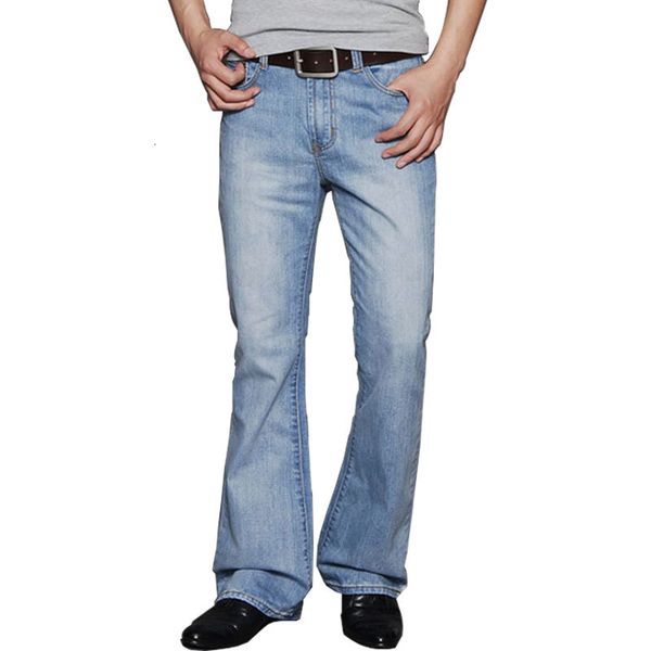 

pantmen's plus size light blue pants flared trousers fashion loose jeans, Black