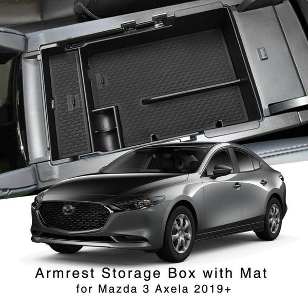 

car organizer armrest storage box for 3 axela 2021 center console boxes holder tray