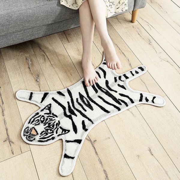 

carpets white tiger carpet floor mat 54*82cm rug animal home bed absorbent leopard yellow room cartoon water