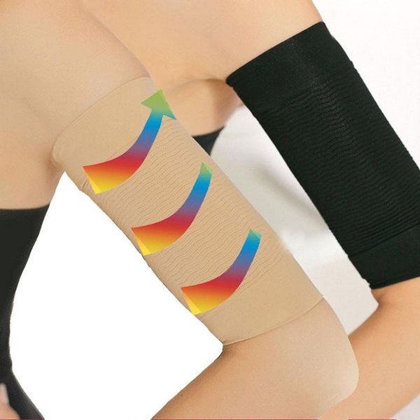 

elbow & knee pads arm sleeve wrap weight loss thin legs for women shaper calorie off fat burning running warmers, Black;gray