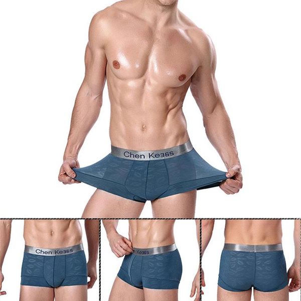 

underpants 3pcs direct selling men's lips printing ice silk hollow boxer briefs exotic, Black;white