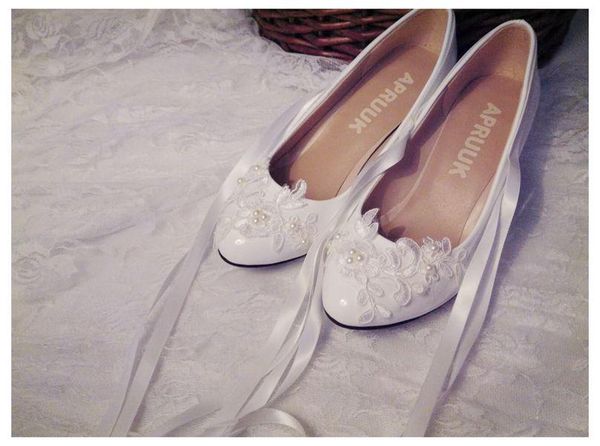 

plus size 41 42 riband lace wedding shoes woman round toes ivory laces flower girl bridesmaid party proms dress women, Black