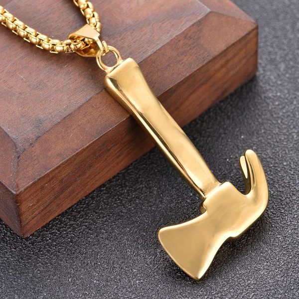 

pendant necklaces 361l stainless steel metal firefighter fireman fire axe hatchet necklace punk style fashion jewelry gifts, Silver