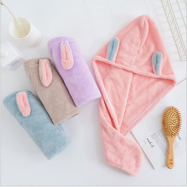 

towel 25x65cm ears dry hair hat microfiber quick drying womens girls cap
