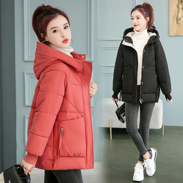 

parkas Winter Women Coat Korean Clothes Casual Slim Short Plus Size Clothing for Mujer Abrigo Manteau Femme Chaqueta Cqdn, Black