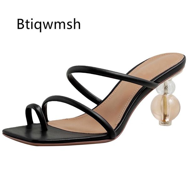 

slippers chic design mules women flip flops narrow band strange high heel shoes woman sandals, Black