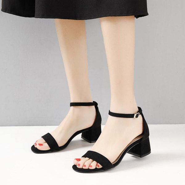 

dress shoes women open their toes with chunky heels for party sandals, Black