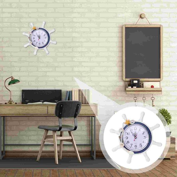 

wall clocks mediterranean clock with rope decor ticking silent decoration (random color)