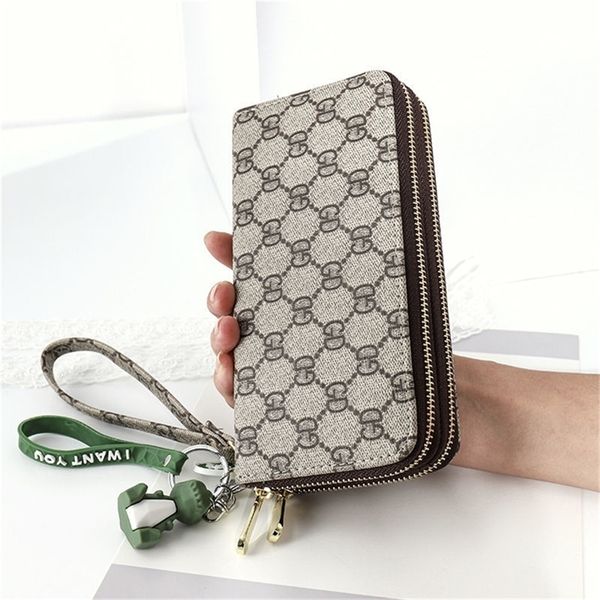 

70% off deals online women's wallet women's long multifunctional 2022 european and fashion double zipper card bag hand trend, Red;black