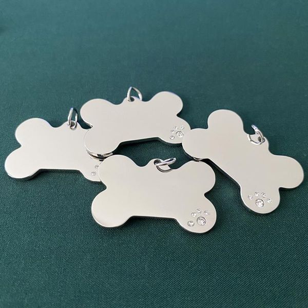 

dog tag,id card 316l stainless steel pet tags diamond name tag bone shape id